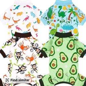 New In Package Cute Avocado & Dino Pet Pajama Set - Green, Blue, White, Orange